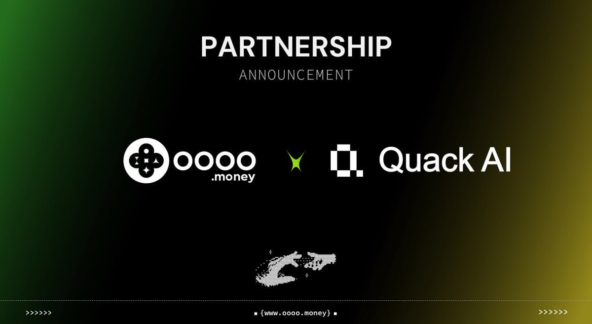 🔥 <a href="/oooo_money/">oooo</a> 🤝 <a href="/QuackAI_AI/">Quack AI</a>

We’re excited to join forces with Quack AI, the first AI protocol for universal on-chain governance.

This partnership brings together the power of AI-driven decision-making and omnichain interoperability.

Stay tuned for more updates, integrations,