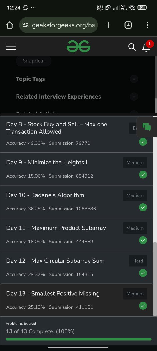 KOPZ_DEV's tweet photo. Day 13 of #gfg160  
Solved: “Smallest positive missing ”  
Topic: Arrays  
Level: Medium 
#geekstreak2025
@geeksforgeeks https://t.co/hh2JZMphWM