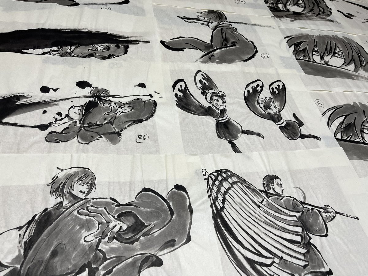 炎炎ノ消防隊 参ノ章 第1クール』 ED水墨原画 新門 紅丸 #FireForce