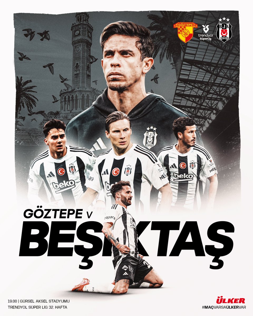 📢 Bugün #BeşiktaşınMaçıVar 🦅

🏆 Trendyol Süper Lig 32. Hafta
🆚 <a href="/Goztepe/">Göztepe Spor Kulübü</a> 
📍 Gürsel Aksel Stadyumu
⏰ 19.00

<a href="/Ulker/">Ülker</a> | #MaçVarsaÜlkerVar