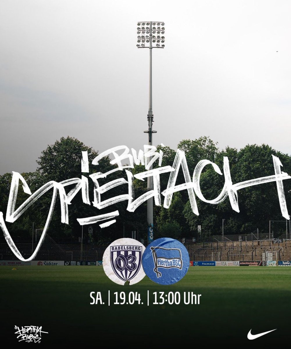 HerthaBerlinSC's tweet photo. Auswärtsspieltach für unsere #BSCU23! 🫵 Heute beim SV Babelsberg. 🫡 🔥
⏰ 13:00 Uhr
📍 Karl-Liebknecht-Stadion
#SVBBSC #HerthaBubis #HaHoHe https://t.co/DpbaqBnpMh