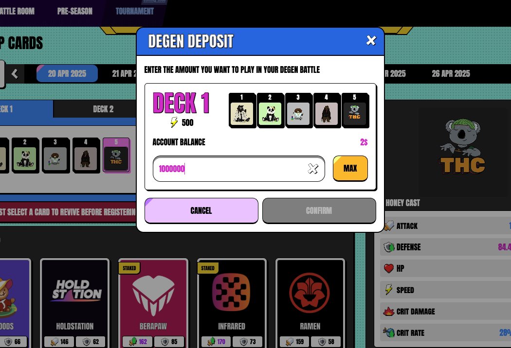 Jikofunfinance's tweet image. What do to do with &quot;useless&quot; aSUGAR?

Farm a bunch of aSUGAR → Swap to HONEY → Deposit into your game account → Predict in degen mode → WINNER takes all 🍟🍟
→ find your strategy and have a confident deck

YES, that means you get extra HONEY to play just from staking your…