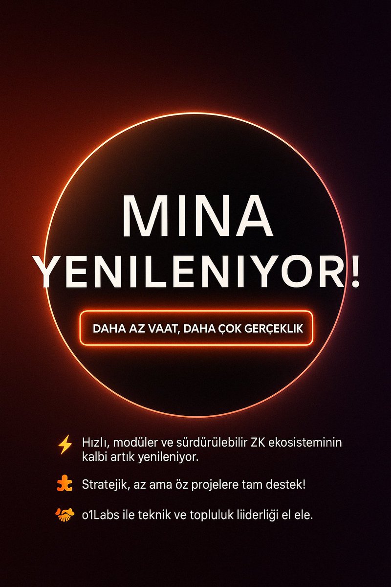 Mina Protocol (<a href="/MinaProtocol/">Mina Protocol (httpz) 🪶</a> ) İçin Yeni Dönem!

🧠Mina Artık Ne?
Mina artık bir uygulama zinciri değil❌

🤔Peki ne değişiyor, neden değişiyor?
Piyasaların kötü olduğu bu günlerde, birçok proje ya yok oluyor ya da yenileme yoluyla bir sonraki döngü için kendini hazırlıyor.