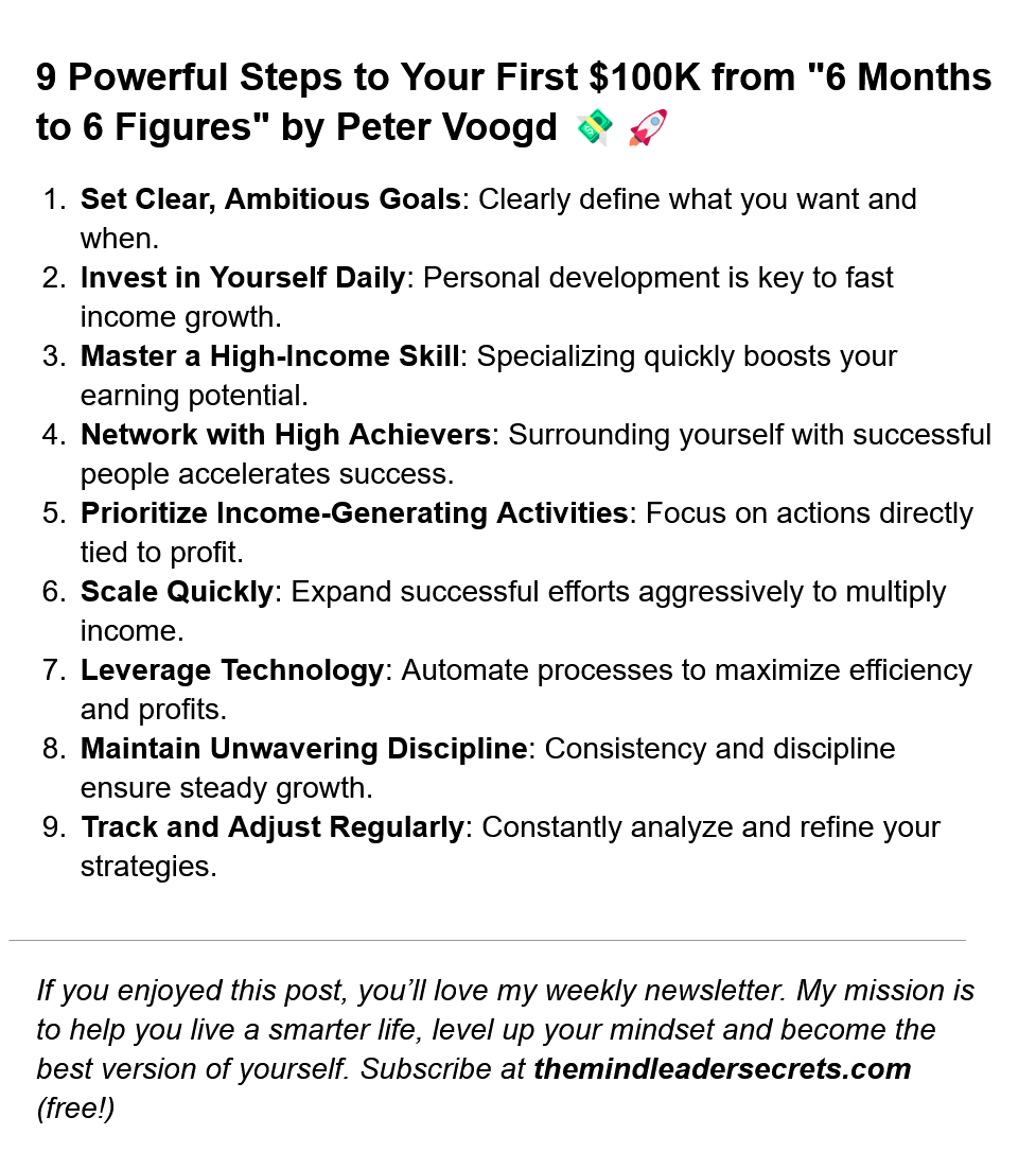 Mindtutorials's tweet photo. Earn your first $100K faster.
Accelerate your wealth-building journey.
Here are 9 essential lessons from "6 Months to 6 Figures". #MillionaireMindset #FinancialMastery https://t.co/i45IXgyWRd