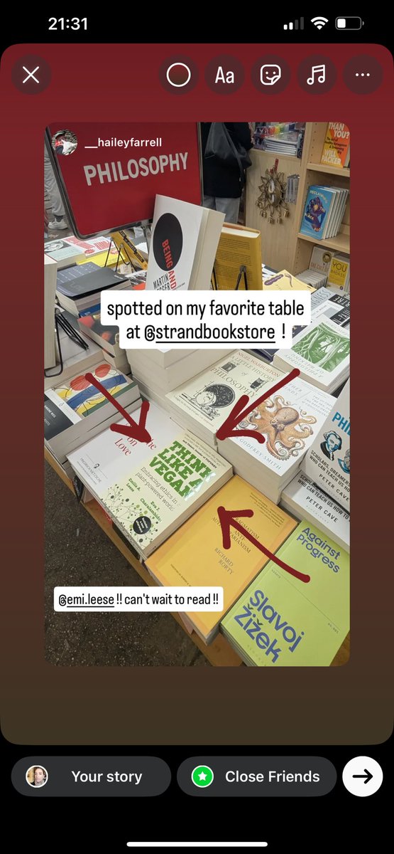 This never gets old. My book for sale at <a href="/strandbookstore/">Strand Book Store</a> in NYC and in some great company! Go get your copy and support indi bookstores. Or request <a href="/ThinkLikeAVegan/">Think Like A Vegan</a> from your local library