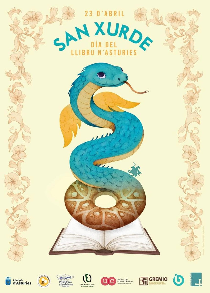 RafaRValdes's tweet photo. Esti 23 d'abril del 2025, editoriales, llibreríes, confiteríes, panaderíes, pasteleríes, productores de miel y biblioteques, en xunto col Gobiernu del Principáu d'Asturies, anímente a celebrar el día del llibru regalando una rosca de san Xurde y un llibru. #lleernasturianu2025 https://t.co/9yBi37ToIW