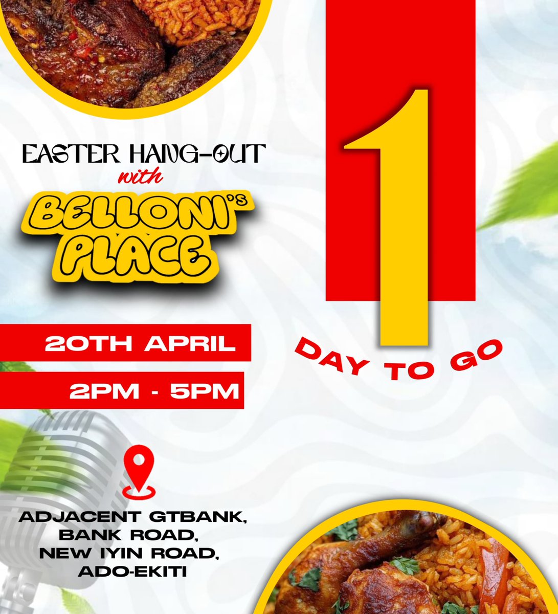 bellonisplace's tweet photo. Only 1 day to go until the ultimate hangout- vibes, laughs, and unforgettable moments!ππ½πΊπΎβ¨π€©π₯°β€οΈ
Got your access code?β¨π
#bellonisplacefood #ekititrends #goodfoodgreatvibes #easterhangout https://t.co/AcHh5deui9