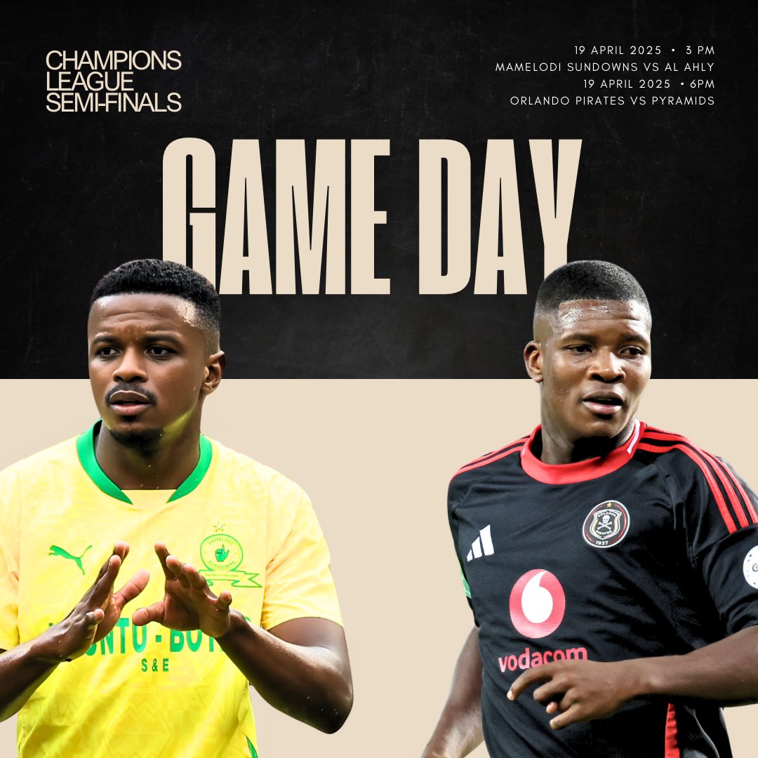 MMORTON6's tweet image. Has there been a bigger day for South African Club Football? ๐คทโโ๏ธ
CAF Champions League Semi Final time.
Mamelodi Sundowns ๐vs Al Ahly ๐ฆ
Orlando Pirates โ ๏ธ vs Pyramids ๐ช๐ฌ
Can we get an all South African Final? ๐ฟ๐ฆ #cafchampionsleague #psl