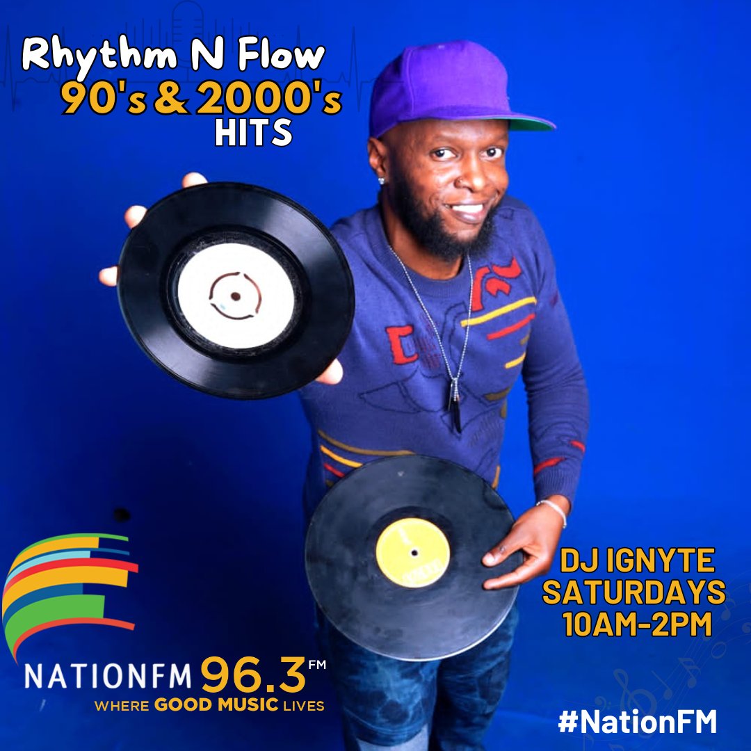 NationFmKE's tweet photo. Get into the rhythm and flow!
Four hours of nothing but the best of the 90s and 2000s on #RhythmNFlow until 2pm with @deejayignyte
Stream Live: https://t.co/WEDScaphAh
#RythmNFlow #RNFKE #IGNYTIAN #NationFM https://t.co/dVo8HAHvXw