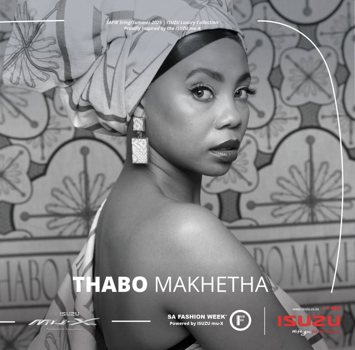 safashionweek's tweet image. This week, in collaboration with @isuzusa; @TMakCC will be showcasing The ISUZU Luxury Collections at The Forum Hyde Park on 25 April.

#SAFW #ISUZUxSAFW #BRINGIT #ISUZUMUX