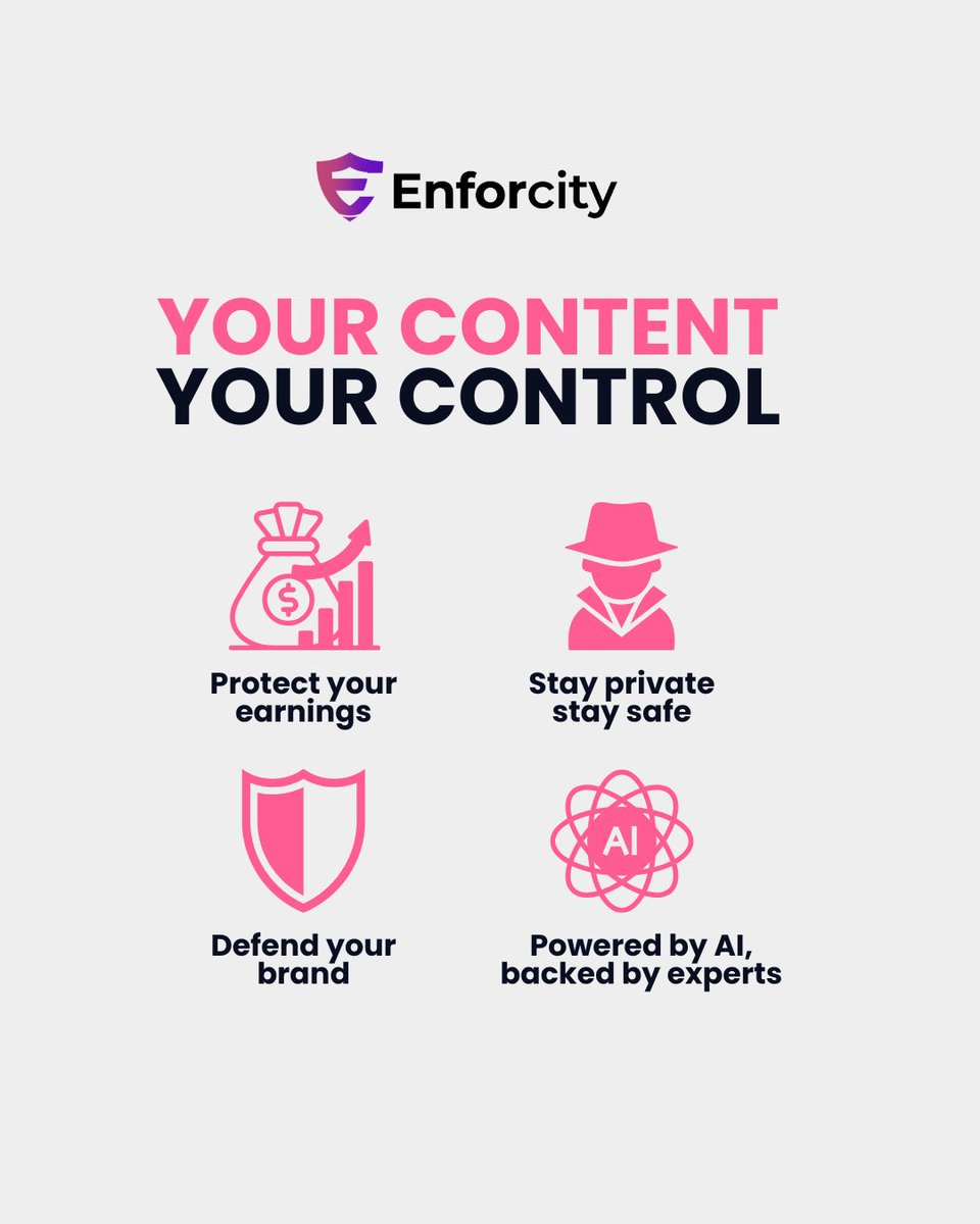 Enforcitycom's tweet photo. You create. We protect.
Because your content, income, and identity deserve more than hope—they deserve Enforcity.

#ContentProtection #DMCAExperts #CreatorSafety #OnlyFansTips #StopContentTheft
#Enforcity #BrandIntegrity #ContentRights #PrivacyMatters #ProtectYourEarnings https://t.co/bFY4NFCDLF
