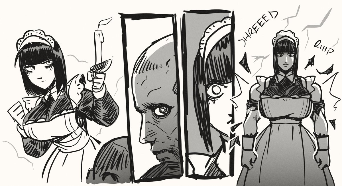 horror game idea about a girl who is forced to wear a maid outfit in a mansion filled with puzzles, monsters, and death traps. 