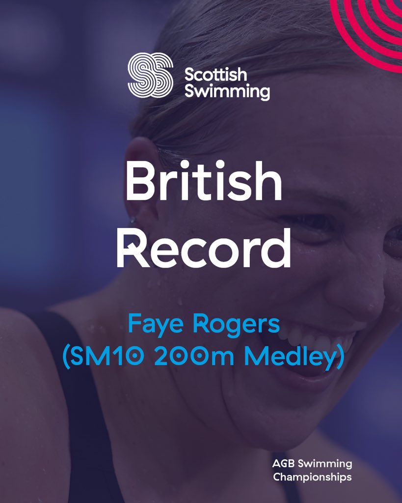 Another one ☝️

Another swim, another record for Faye Rogers - this time a British Record in the SM10 200m Individual Medley 👏🇬🇧 (2:31.00)
