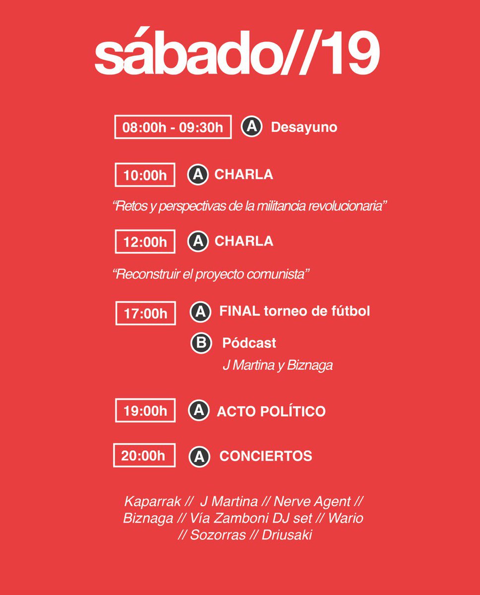 adelante_ejs's tweet image. Último día del Adelante.
Hoy empezamos desde pronto con charlas y acabaremos con un acto político y noche de conciertos.
Aquí programación completa 👇🏼