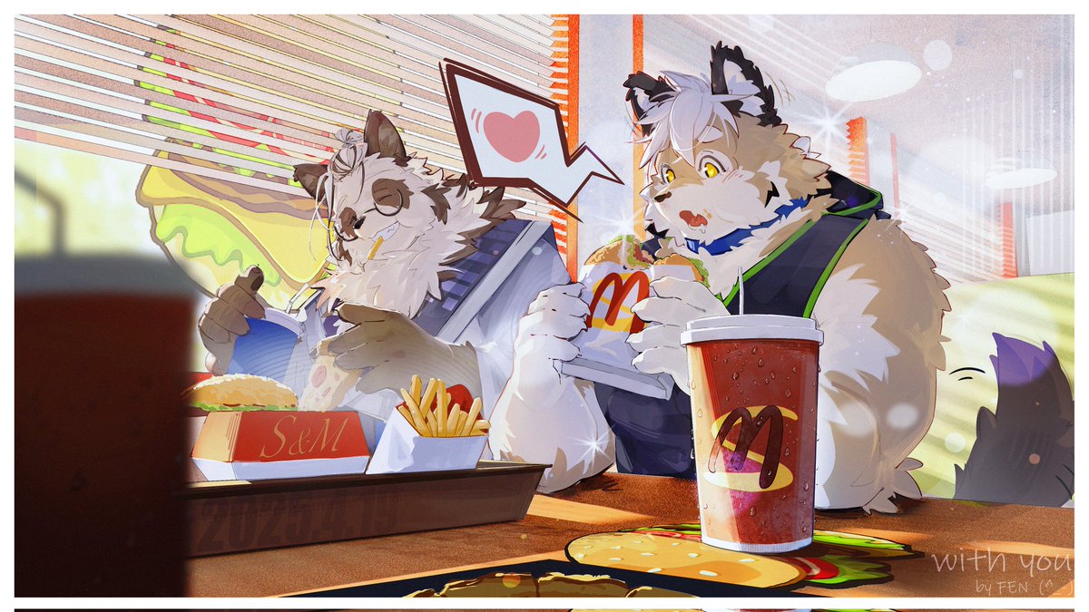 第一次吃汉堡的小野狗！已经变成松软面包和脆脆肉饼的形状了😍😍😍