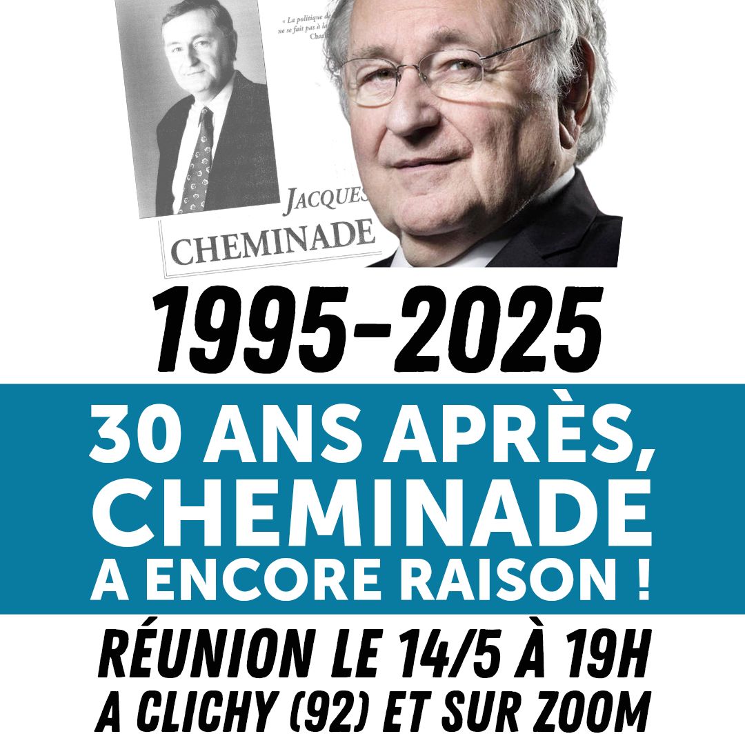 JCheminade's tweet photo. Réunion publique : 1995-2025 : 30 ans après, Cheminade a encore raison !
Jacques #Cheminade et ses principaux collaborateurs reviendront sur la campagne #Présidentielle1995 pour montrer en quoi, 30 ans après, les mises en garde et les solutions du candidat de Solidarité & Progrès sont plus que tout d’actualité et essentielles pour sortir de la crise actuelle.
Rendez-vous mercredi 14 mai, 19h, en présentiel et sur Zoom
https://t.co/S0oarJZVzh