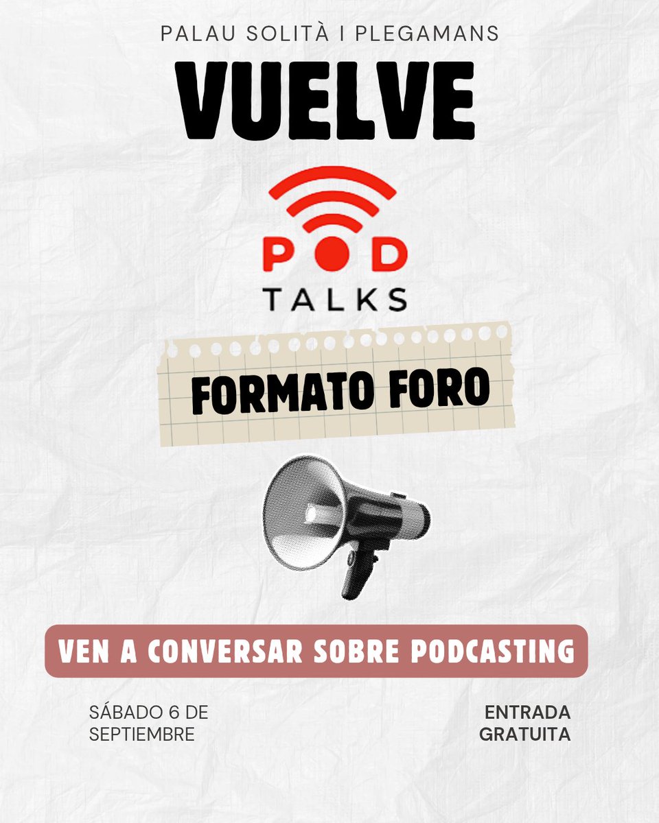 Guarda la fecha ya. 
Ven con ganas de hablar.

Pasale esto a tu colega que tiene un podcast.