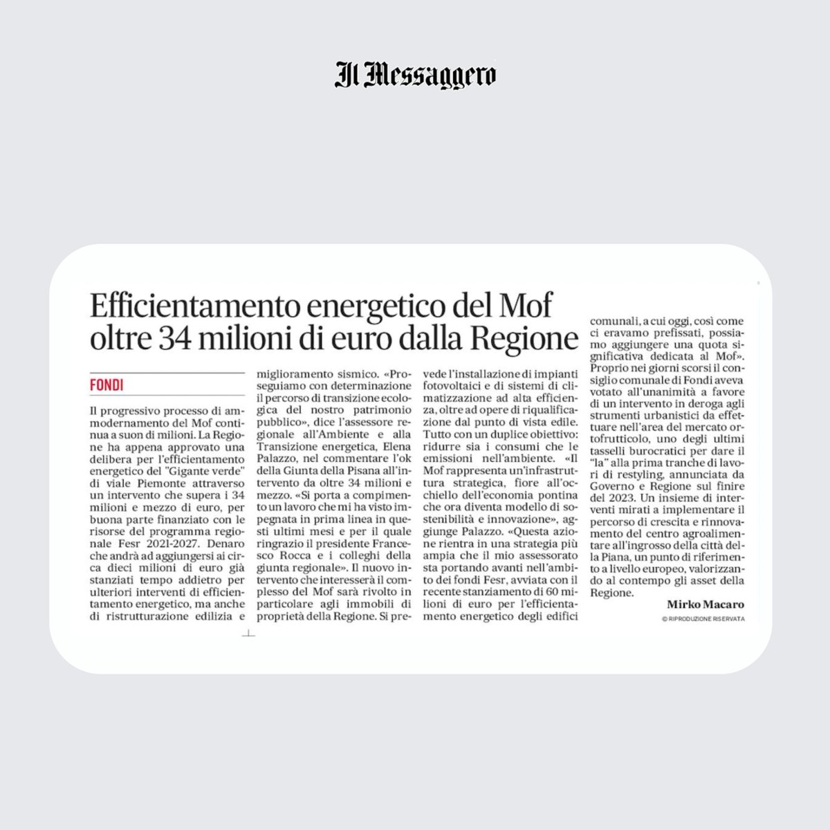 fondimof's tweet photo. Approvato il progetto di efficientamento energetico del MOF: oltre 34,5 mln € con risorse PR Lazio FESR 2021-2027. Fotovoltaico, climatizzazione efficiente e riqualificazione edilizia per un mercato che guarda al futuro. #sostenibilità #MOF #FESR #energia https://t.co/5gWRXholYg
