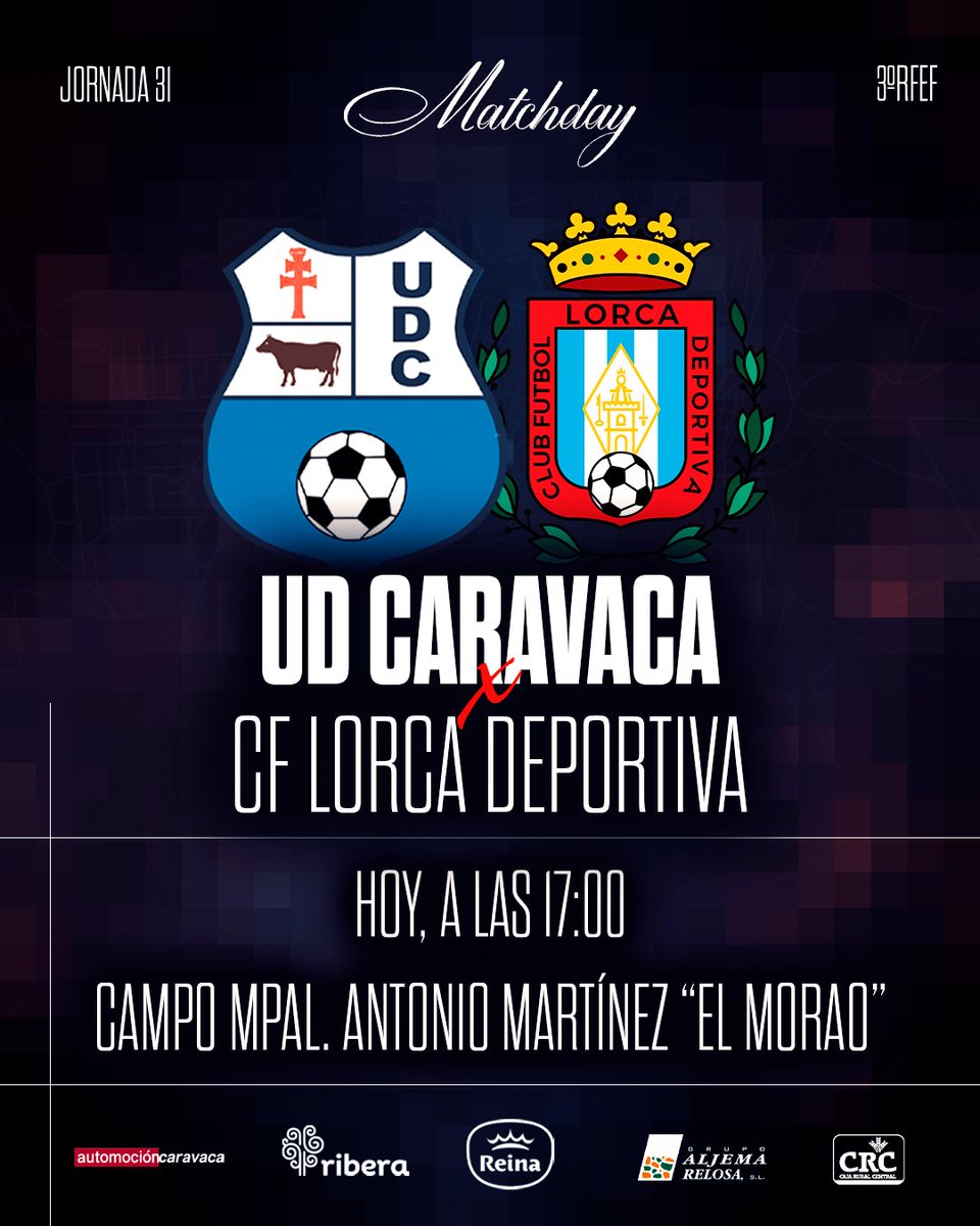 ⚔ 𝐌𝐀𝐓𝐂𝐇𝐃𝐀𝐘 ⚔

⚽ 𝐉𝐎𝐑𝐍𝐀𝐃𝐀 𝟑𝟏 vs CF Lorca Deportiva 

🔵 Hoy, a las 17:00 nos enfrentaremos al C.F. Lorca Deportiva en “El Morao” ¡Te esperamos!

¡𝑽𝒂𝒎𝒐𝒔!
