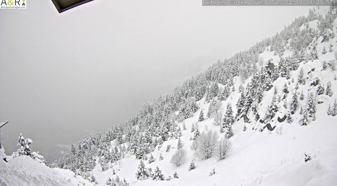 meteobenas's tweet photo. Amanece el día 19 de abril de 2025.
Cubierto. Lluvia. Nieve a 1400msnm.
#Benasque 2,9°C. Recogidos 39mm.
#Renclusa -1,5°C.
#Cogulla -2,5°C. Racha 102km/h.
#Aneto -4,9°C.
Buenos días!
#meteo #ValledeBenasque https://t.co/pFAaFSnbHB