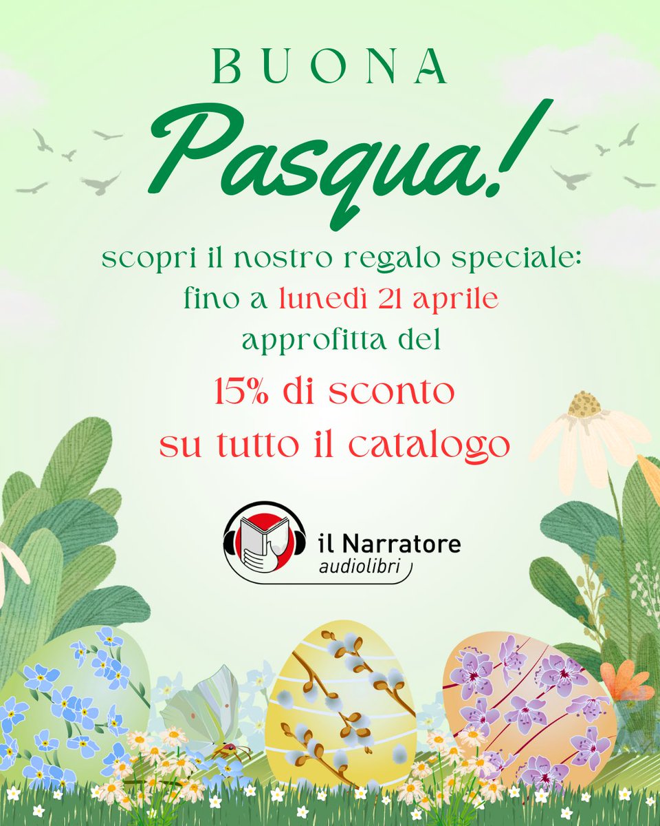 🐣​ Una Pasqua di sorprese con il Narratore:  𝐟𝐢𝐧𝐨 𝐚 𝐥𝐮𝐧𝐞𝐝 𝟐𝟏 𝐚𝐩𝐫𝐢𝐥𝐞 uno 𝐬𝐜𝐨𝐧𝐭𝐨 𝐝𝐞𝐥 𝟏𝟓% su tutto il catalogo con il codice 𝐏𝐀𝐒𝐐𝐔𝐀𝟐𝟓

👉🏻 Scopri tutti gli audiolibri disponibili su 𝐢𝐥𝐍𝐚𝐫𝐫𝐚𝐭𝐨𝐫𝐞.𝐜𝐨𝐦
#pasqua2025 #audiobooks #sconti