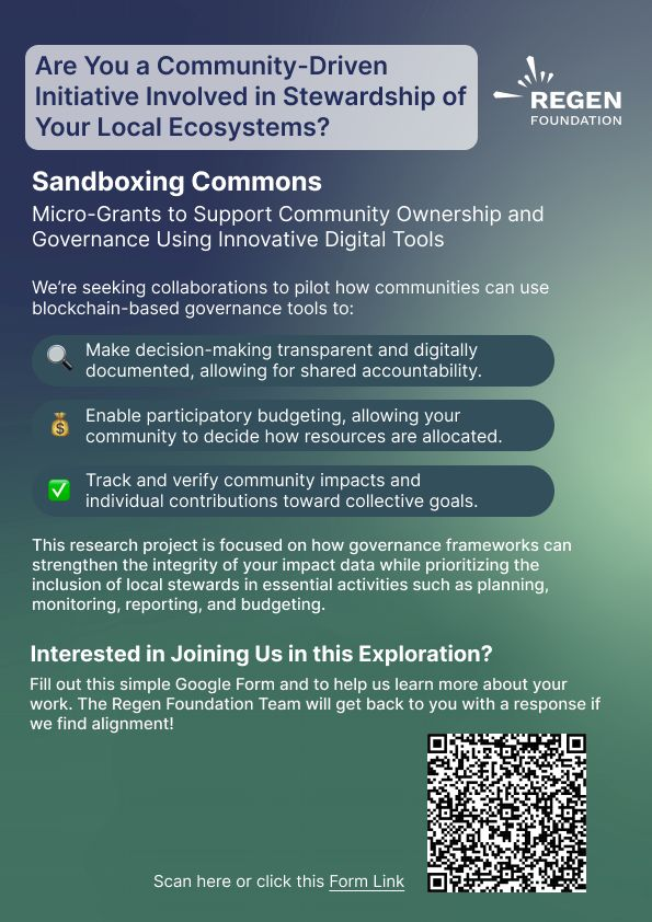 mbauwens's tweet photo. "If you are a community-driven regenerative project, then fill out this form: https://t.co/YFgbCNVChV " https://t.co/06nidtNfhb