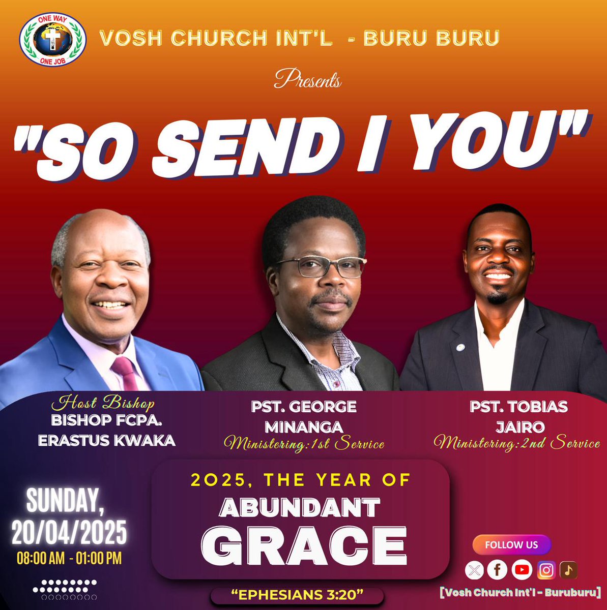 VOSHBuruburu's tweet photo. "As the Father has sent me, I am sending you."-John 20:21 Go therefore, and make disciples. You are the light of the world. The Spirit of the Lord is upon you - He has anointed you to go.This Sunday, we go not in our strength, but in His sending.  #abundantgrace2025 #voshburuburu https://t.co/lsI5m1OdTS