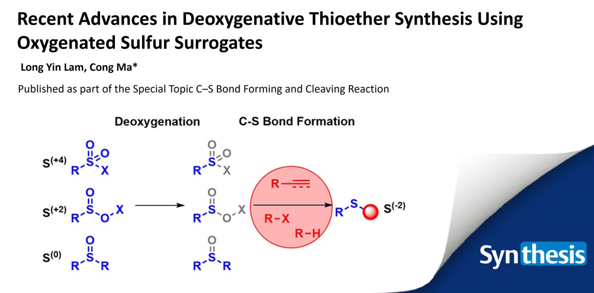 Synthesis_1969's tweet photo. Dive into the innovative world of #thioether synthesis! 🧪Explore safer, cost-effective methods using oxygenated sulfur compounds like sulfinates as thiol surrogates. Learn about cross-coupling &amp; C-H activation in our review of Lam and Ma.

👉https://t.co/lACBOkoZP2 https://t.co/7JQ0gFo2uy