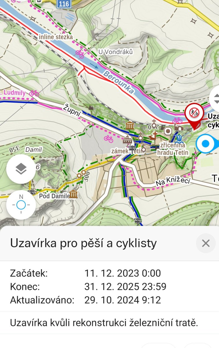 KBisova's tweet photo. @PIDoficialni Běžte raději na ten jarmark. Chodit kolem Tetína pěšky nebo jet na kole není letos až tak dobrý nápad. Vzhledem k pracem u kolejí podél řeky. https://t.co/HSjocTRqUp