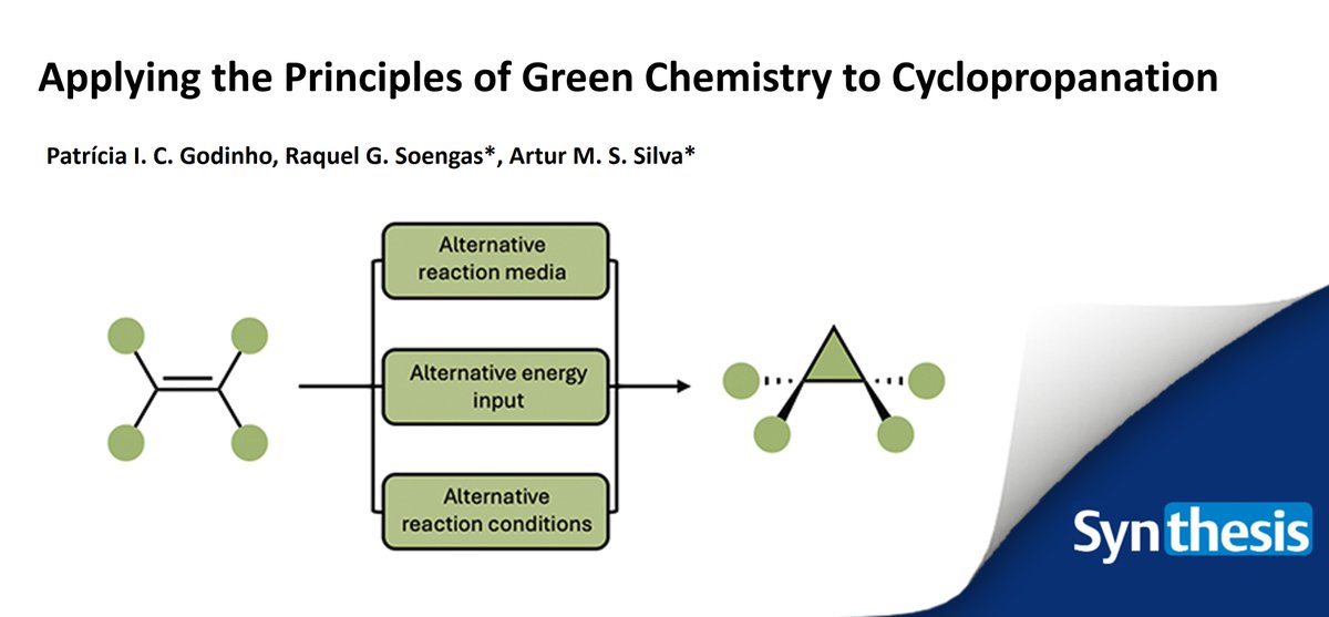 Synthesis_1969's tweet photo. Dive into the fascinating world of #Cyclopropane synthesis & explore the latest developments in #GreenChemistry approaches!🌱Learn about sustainable methods in our review by Godinho, Soengas and Silva.
👉https://t.co/O38tTaJhlB https://t.co/1UtndKSeqT