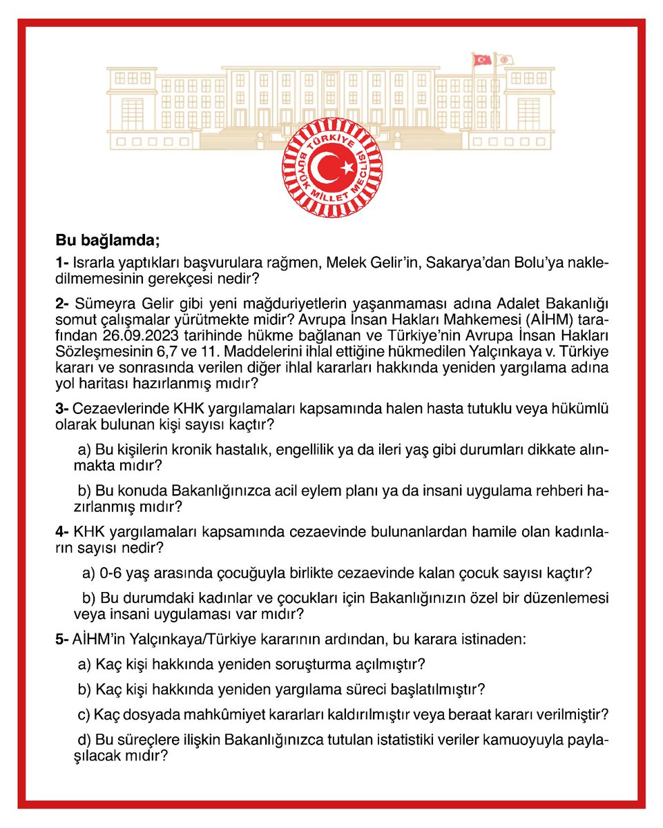 KHK yargılamaları kapsamında halen hasta tutuklular, hamile kadınlar ve küçük çocuk sahibi ebeveynlerin cezaevinde bulunup bulunmadığına dair veriler, kamuoyunun vicdanını doğrudan ilgilendiren insani bir konu olarak gündemdedir. Bu durumda olanlar için acil eylem planı ya da