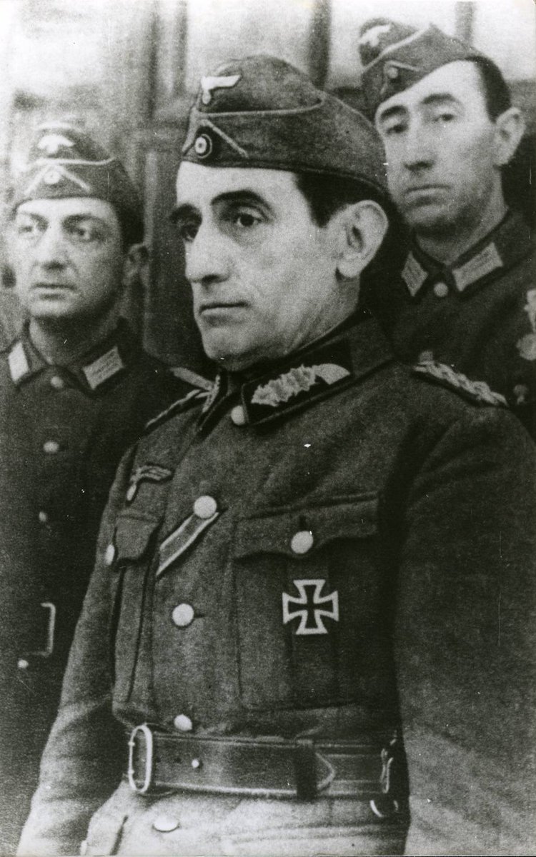 IIIReichguerra's tweet photo. 8/1/1942,URSS: en el Frente de Voljov, el general español Muñoz Grandes recibe la orden de socorrer a los 543 alemanes cercados en #Vsvad, en el sur del lago Ilmen. El comandante español decide enviar en socorro a los camaradas alemanes a la recién creada Compañía de Esquiadores. https://t.co/NR8mVD5ibk