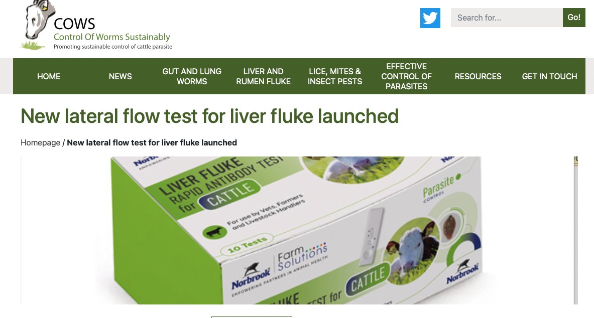 COWSworms's tweet image. The new lateral flow test for liver fluke looks for host antibodies in a pinprick of blood and can detect infections earlier than faecal testing. The test can be done on farm with results available in minutes. Read more here bit.ly/4ilcJsc