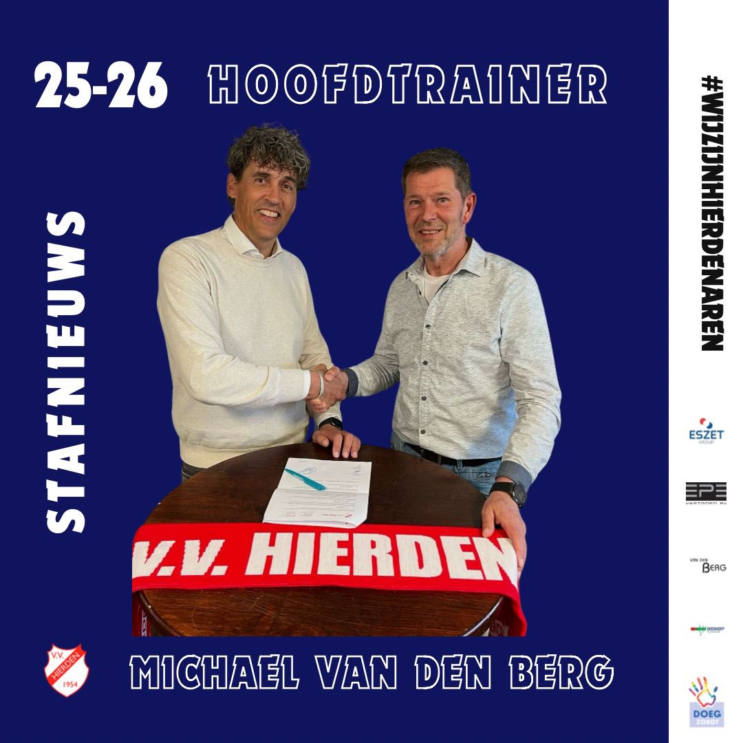 𝐒𝐓𝐀𝐅 𝐍𝐈𝐄𝐔𝐖𝐒🚨| 𝐌𝐈𝐂𝐇𝐀𝐄𝐋 𝐕𝐀𝐍 𝐃𝐄𝐍 𝐁𝐄𝐑𝐆 (𝟓𝟓) 𝐓𝐄𝐊𝐄𝐍𝐓 𝐀𝐋𝐒 𝐍𝐈𝐄𝐔𝐖𝐄  𝑯𝑶𝑶𝑭𝑫𝑻𝑹𝑨𝑰𝑵𝑬𝑹 𝐕𝐀𝐍 𝐕.𝐕. 𝐇𝐈𝐄𝐑𝐃𝐄𝐍 𝐕𝐎𝐎𝐑 𝟐𝟎𝟐𝟓/𝟐𝟎𝟐𝟔🖋️

De TC en het bestuur zijn verheugd te kunnen melden dat Michael van den Berg bij aanvang van