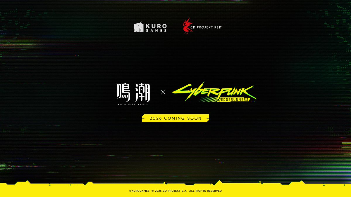 『鳴潮』 × 『サイバーパンク：エッジランナーズ』コラボ決定！

<a href="/CDPRJP/">CD PROJEKT RED Japan</a> とのコラボが実現でき、大変光栄です。
コラボは2026年に正式始動！

続報をお楽しみに！

#鳴潮
#サイバーパンクエッジランナーズ
#サイバーパンク