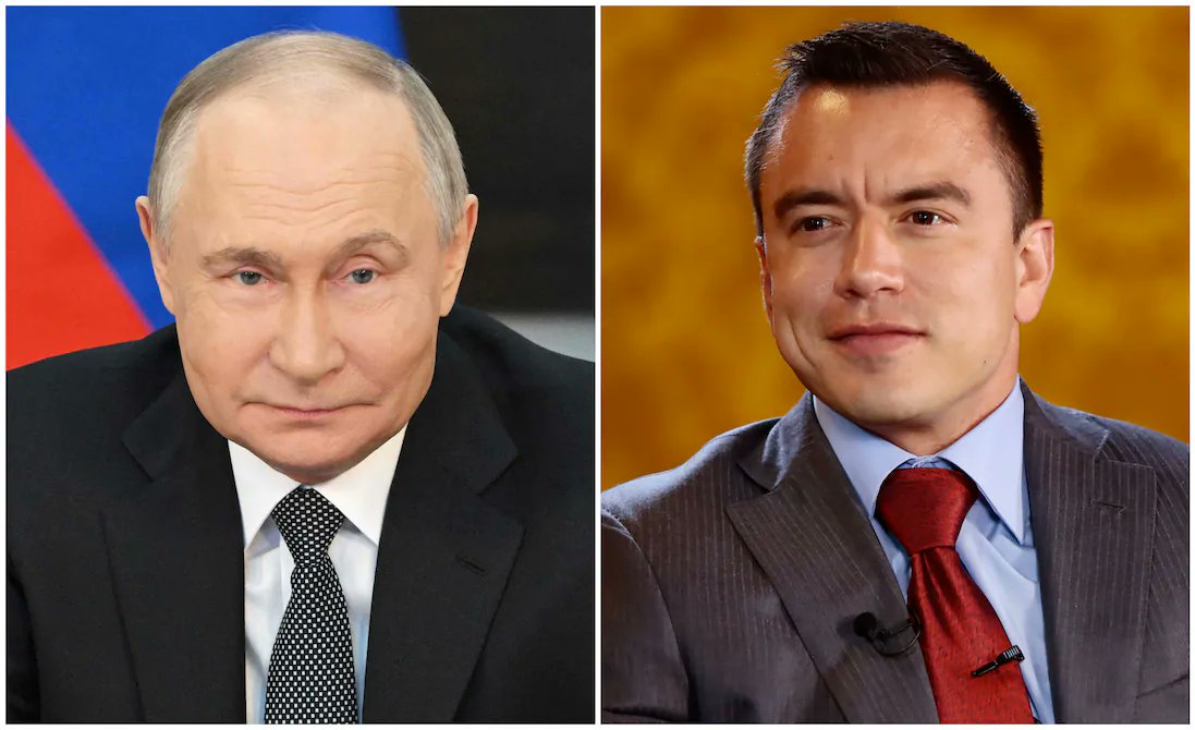 AlertaMundoNews's tweet photo. 🇷🇺🇪🇨 | El presidente ruso Vladimir Putin felicitó a Daniel Noboa Azín por su reelección como presidente de Ecuador. https://t.co/xBUh5jK4xH