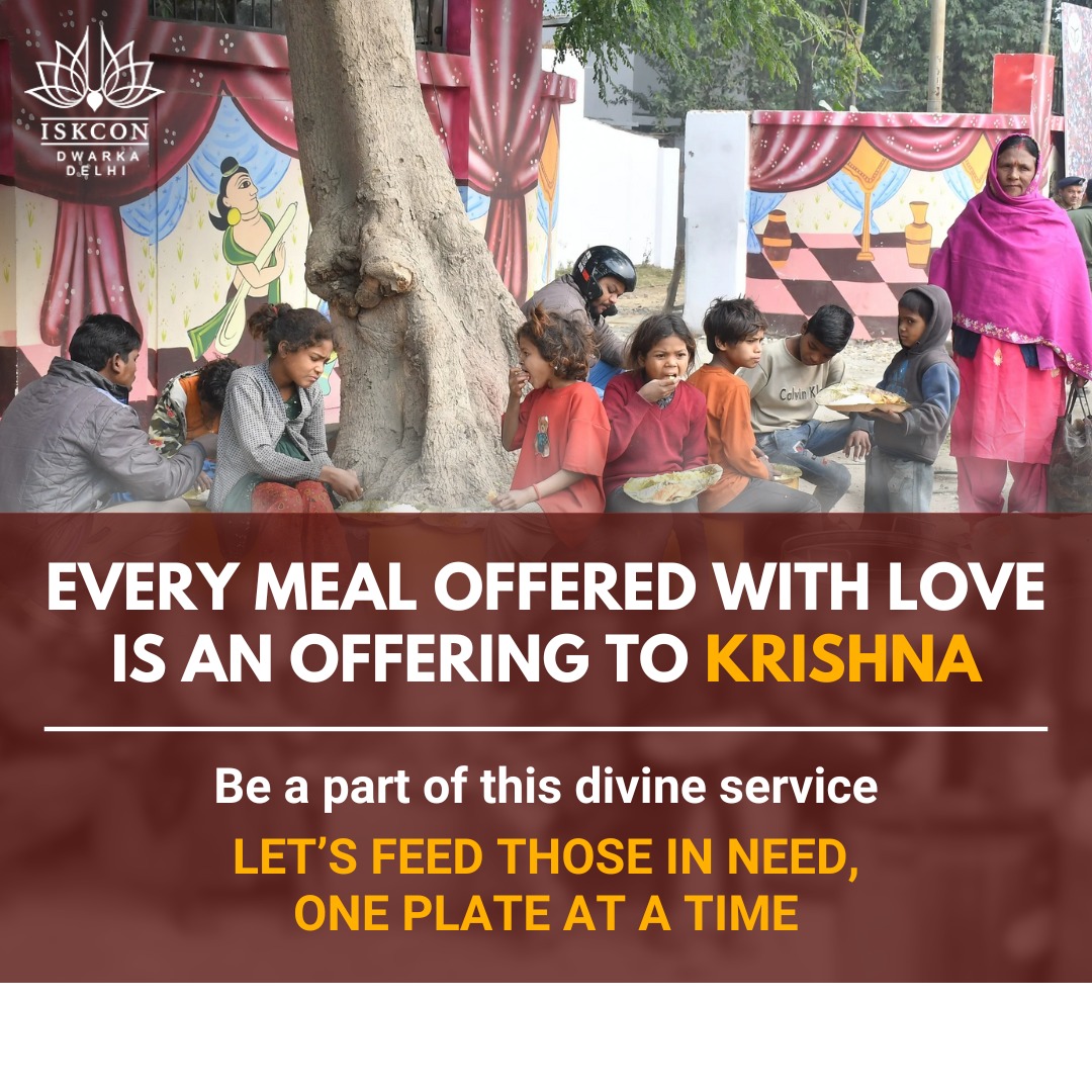 ISKCON Dwarka Delhi (@iskcon_dwarka) on Twitter photo A plate of food served with love becomes prasad when offered to Krishna. 🌸✨
Join ISKCON Dwarka in this divine mission — let’s serve hope, warmth, and nourishment to those in need.
🙏 One plate at a time, let’s make a difference. A plate of food served with love becomes prasad when offered to Krishna. 🌸✨
Join ISKCON Dwarka in this divine mission — let’s serve hope, warmth, and nourishment to those in need.
🙏 One plate at a time, let’s make a difference.