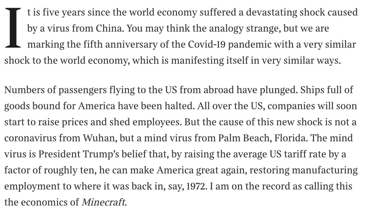 nfergus's tweet photo. It suddenly struck me that the economic impact of Trump's tariffs increasingly resembles the economic impact of the pandemic five years ago. https://t.co/4RlIikxgXN