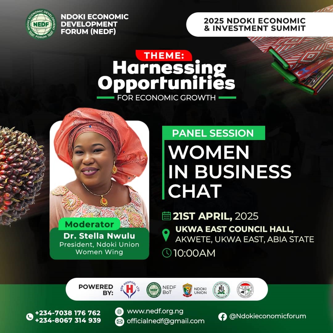 OfficialNEDF's tweet photo. You're invited to the #NdokiSummit2025 — a landmark event unlocking wealth &amp; opportunities in Ndoki!

📅 April 21 | ⏰ 10AM
📍 Ukwa East Council Hall, Akwete

Engage with experts in agri, industry, tourism, finance &amp; more.
Don’t miss it!

🔗 Register: https://t.co/CfGxd3N1Vj https://t.co/flDWgpKbrd