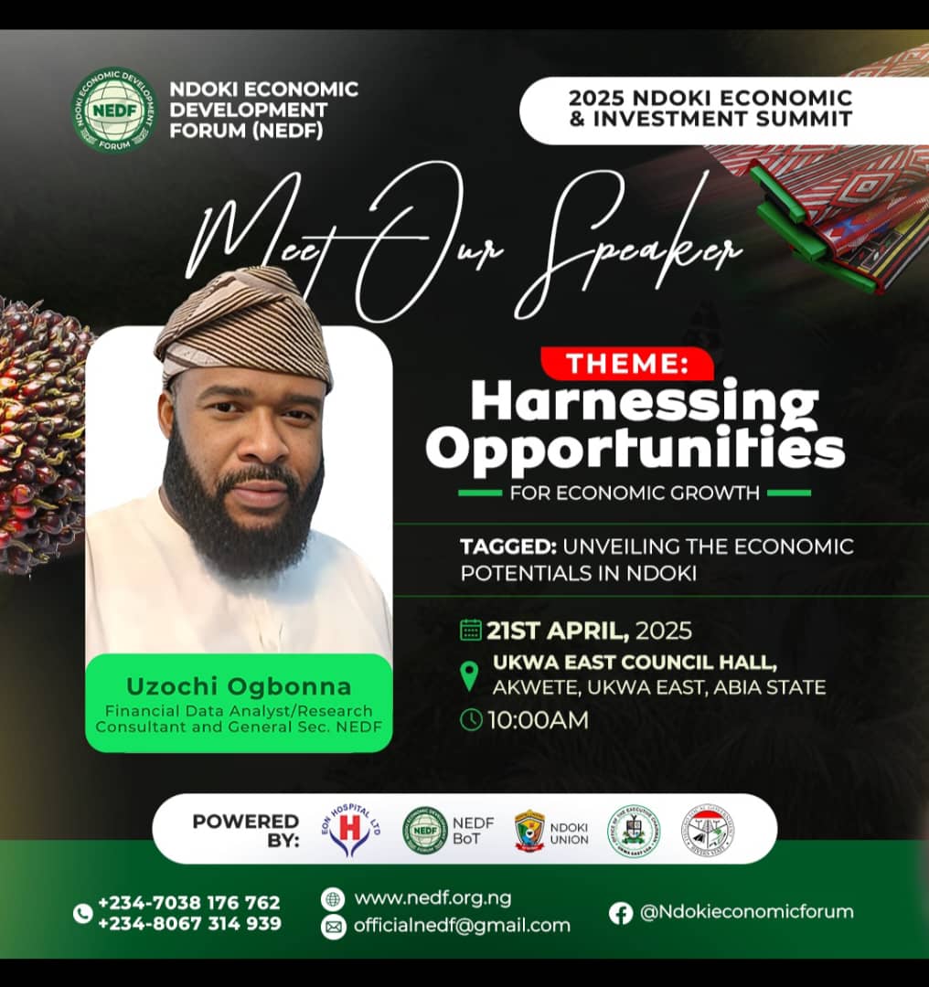 OfficialNEDF's tweet photo. You're invited to the #NdokiSummit2025 — a landmark event unlocking wealth &amp; opportunities in Ndoki!

📅 April 21 | ⏰ 10AM
📍 Ukwa East Council Hall, Akwete

Engage with experts in agri, industry, tourism, finance &amp; more.
Don’t miss it!

🔗 Register: https://t.co/CfGxd3N1Vj https://t.co/flDWgpKbrd
