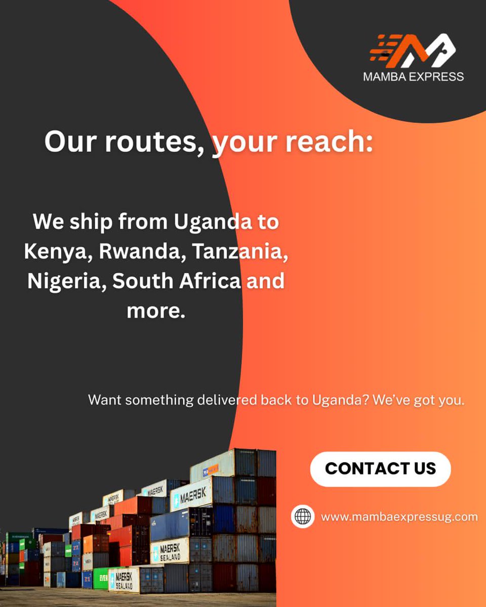 mambaexpressug's tweet photo. Connecting Uganda to the rest of Africa, seamlessly! We specialize in shipping goods from Uganda across Africa and back, ensuring timely delivery and exceptional service. Trust us to take your business global
 #MambaExpress #AfricaLogistics #UgandaToAfrica #AfricaWide #Delivery https://t.co/NPNdptkkwP