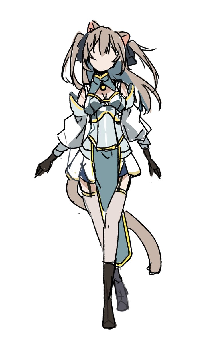 「猫ちゃんの服姫騎士みたいになっちゃった……もっとこう、ダークっぽいのがいいな……」|冬波ゆんさんのイラスト