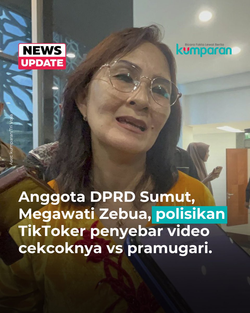 Anggota DPRD Sumut dari Fraksi Golkar, Megawati Zebua, melaporkan akun TikTok @polostakberdosa3 ke Polda Sumut atas dugaan pencemaran nama baik. Laporan dibuat pada Jumat (18/4) dan diterima oleh SPKT Polda Sumut. Menurut Kasubbid Penmas Polda Sumut, Kompol Siti Rohani, laporan