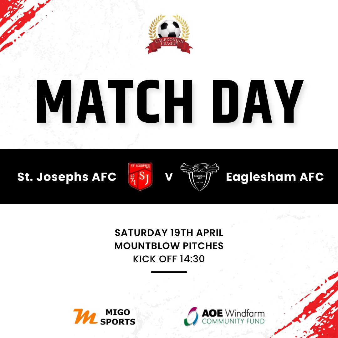 🔴Saturday fixture🔴

<a href="/CaledonianAFA/">CaledonianLeague</a> 
🏆 |  Caledonian League Premier Division
🆚 |  <a href="/StJosephsAFC71/">St. Josephs AFC</a> 
📍 |  Mountblow Pitches
🗓️ |  19/04/25
⌚️ |  2.30pm

<a href="/scottish_aff/">AmateurFixturesResultsSCO</a>  <a href="/ScotAmFA/">Scottish Amateur FA</a>