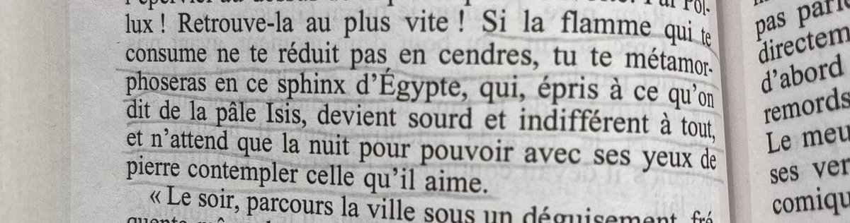 CLarochas's tweet photo. «Si la flamme qui te consume ne te réduit pas en cendres, tu te métamorphoseras en ce sphynx d’Egypte, qui, épris à ce qu’on dit de la pâle Isis, devient sourd et indifférent à tout, et n’attend que la nuit pour pouvoir avec ses yeux de pierre contempler celle qu’il aime.»

H.S. https://t.co/KG8V3EU1bs