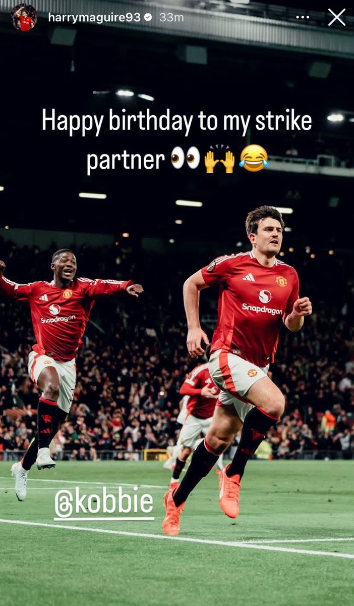 Utdtruthful's tweet photo. 📲 Harry Maguire wishing Kobbie a happy birthday:

“My striker partner” 😂❤️ https://t.co/z3Ti2K0DLy