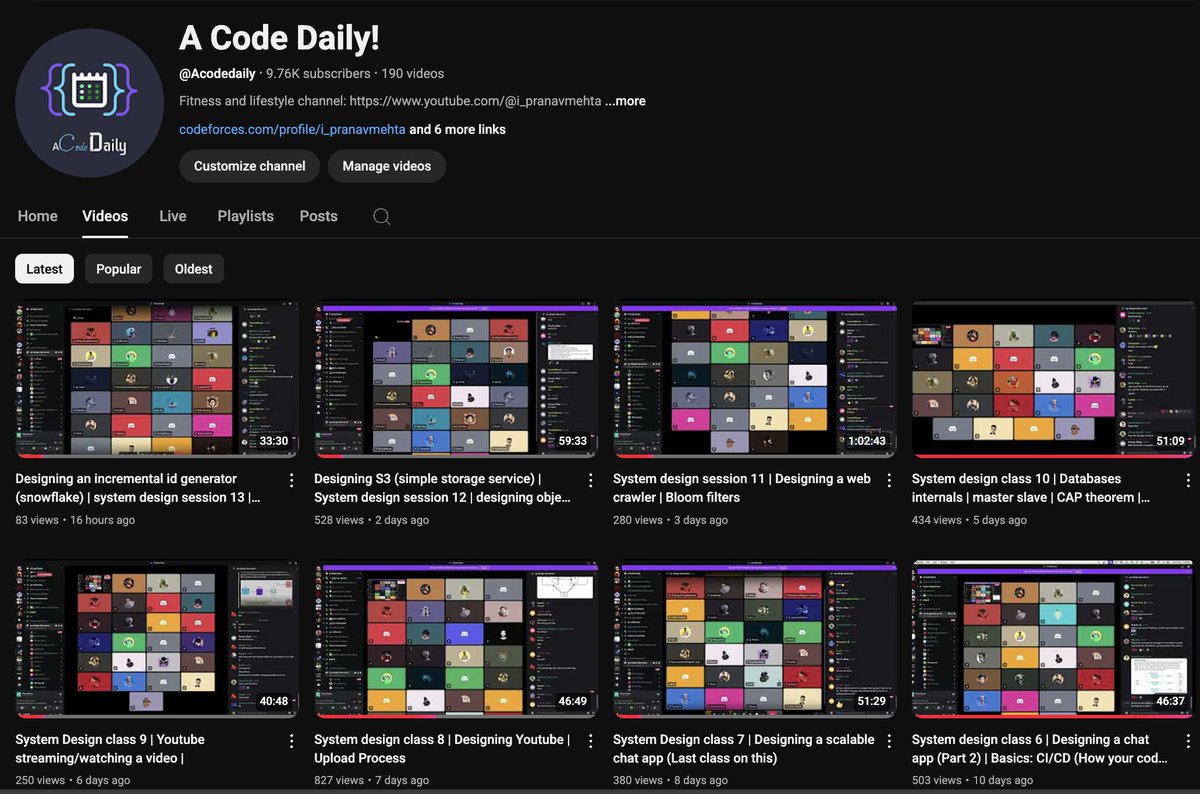 Hi anon, if you wanna learn sys design basics you could binge watch ACD Youtube channel.

What we've covered so far:
- the basics!
- microservices
- designing youtube
- designing a s3 bucket (from scratch)
- designing facebook messenger and beyond!
- designing incremental ID
