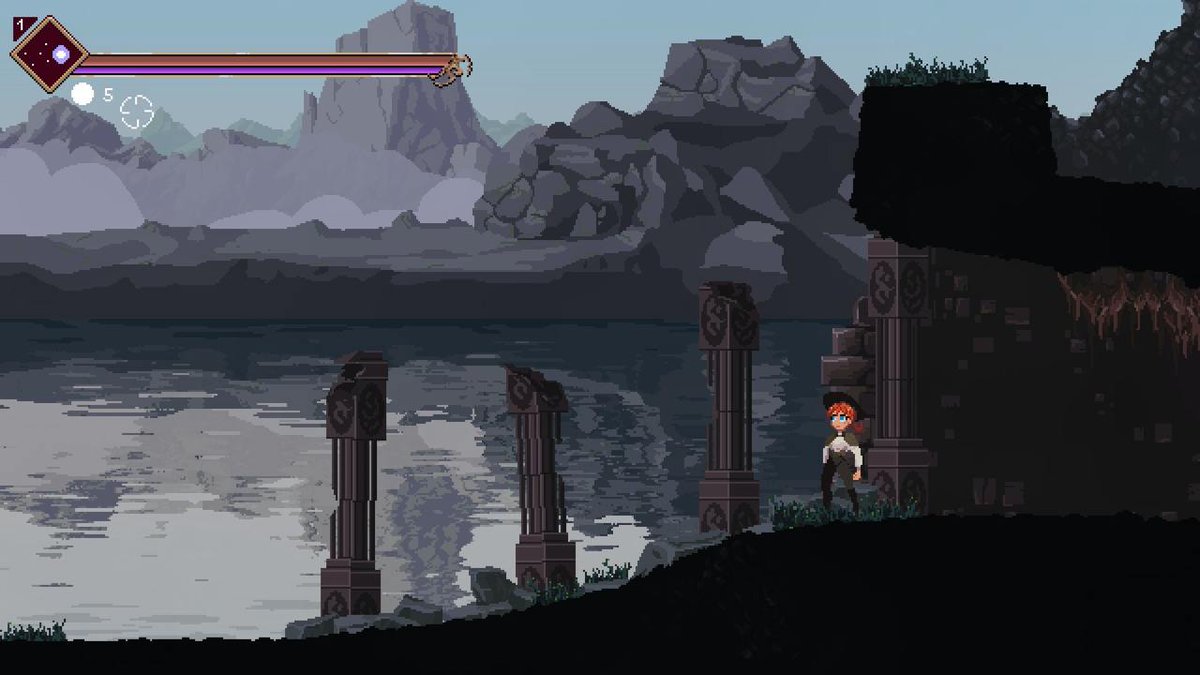 creadoros34434's tweet photo. The ruins didn’t look cursed. Then again, neither did the last ruins. Or the lake. I should really get those glasses. A perfectly ordinary place to be EXTREMELY Cautious... 

#ScreenshotSaturday #gamemaker #indiedev #pixelart #indiegame #fantasy https://t.co/TBD7dS7Kl3