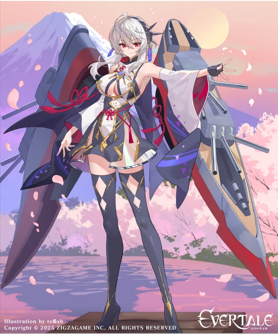 ジグザゲーム【エバーテイル】にて鉄壁の戦艦少女「ヤマト」のイラストを描かせていただきました。 どうぞよろしくお願い致します!#エバーテイル 