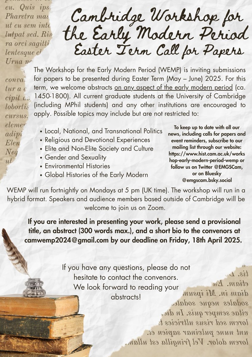EMGSCam's tweet image. We are thrilled to extend the deadline for our Easter Term Call for Papers by ONE WHOLE WEEK! You now have until Friday, 25 April to submit your abstracts - We look foward to reading them!